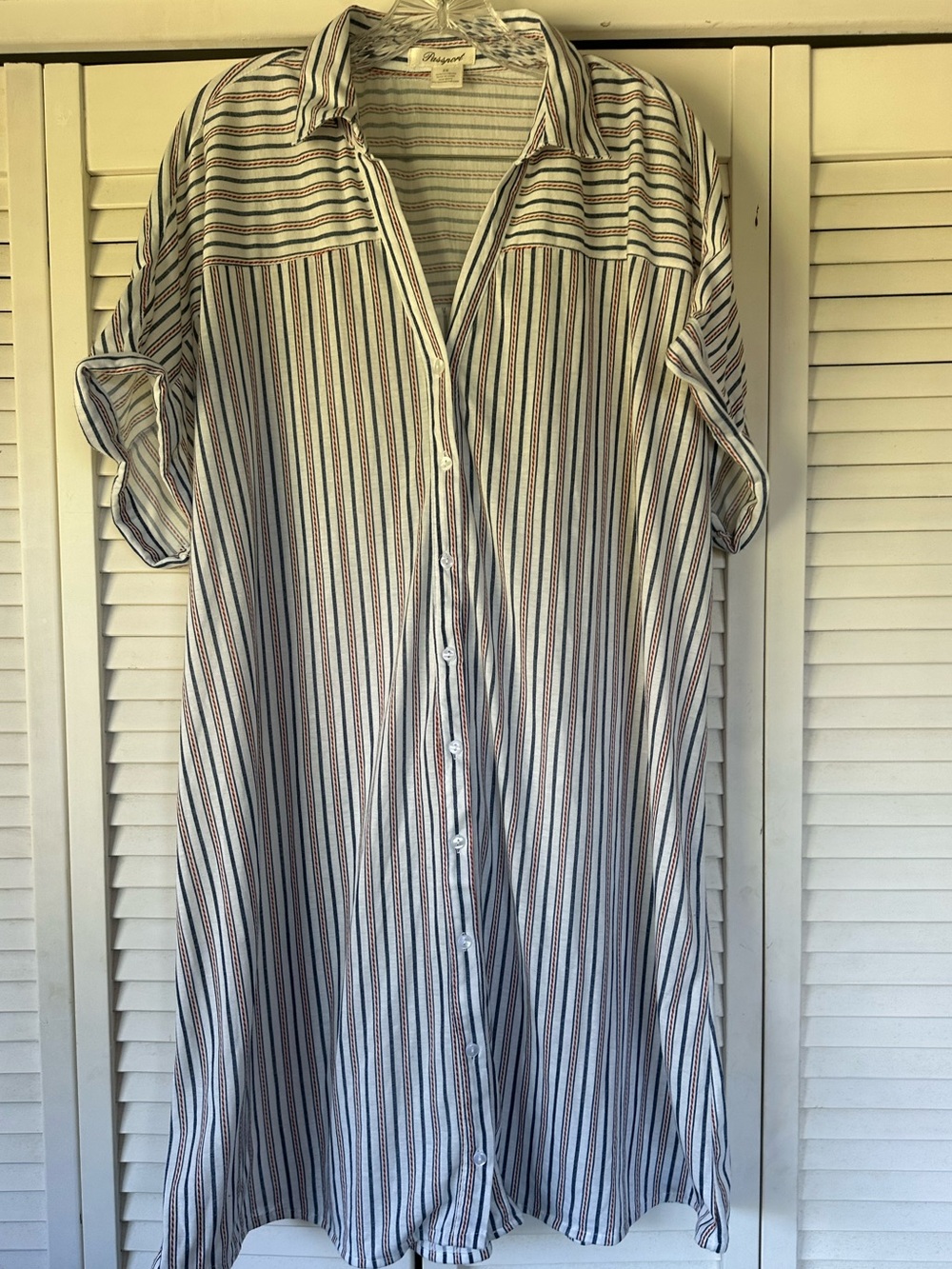 Passport White Top with Navy and Red Stripes